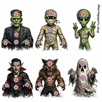 6 Monster Targets 17cm x 17cm