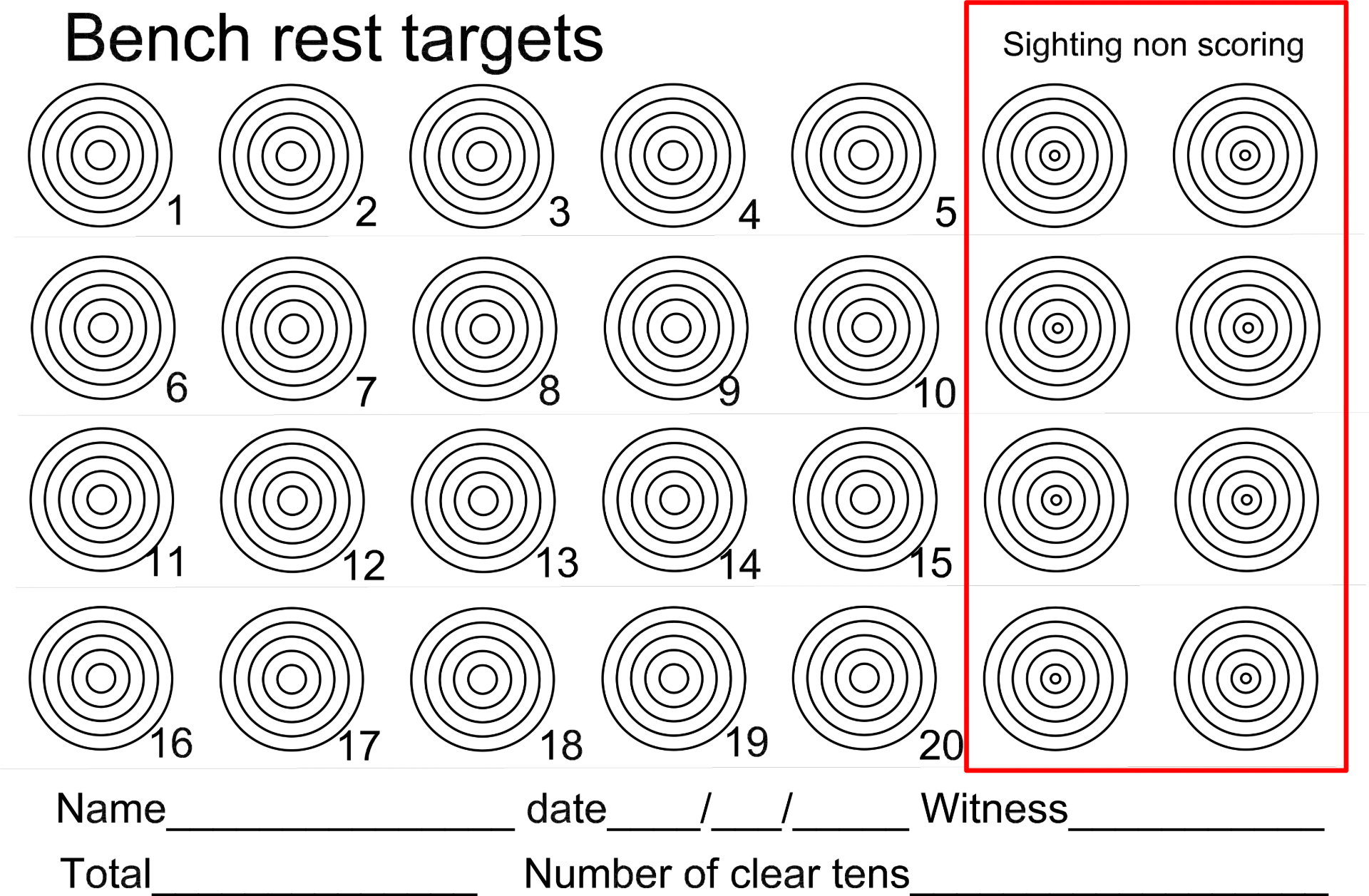 Benchrest target in A4